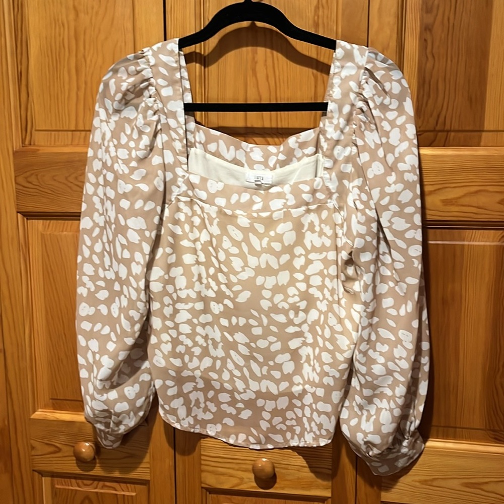 Lucca beige and off white pattern long sleeve shirt